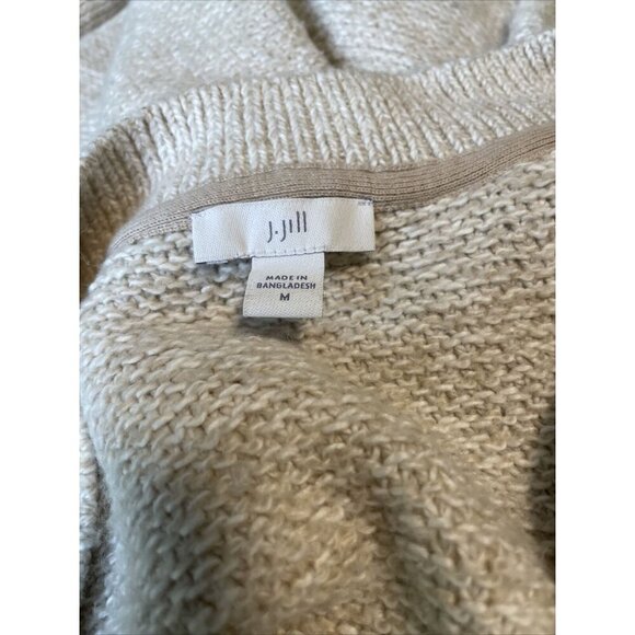 J  Jill Womens V-Neck Textured Knit‎ Sweater Beige Long Sleeve Sz M Cozy Winter - Picture 5 of 5